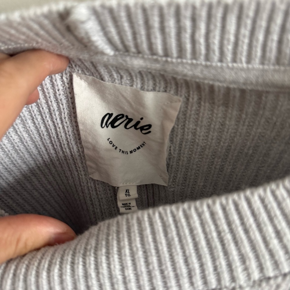 Aerie XL Gray Ribbed Oversized Sweater VGUC - Picture 2 of 4